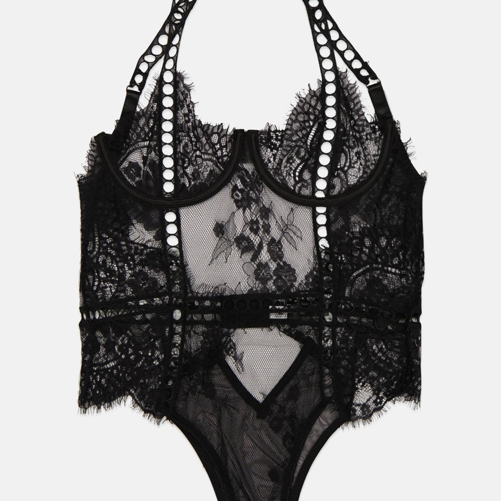 Oh La La Cheri Black Lace Bodysuit